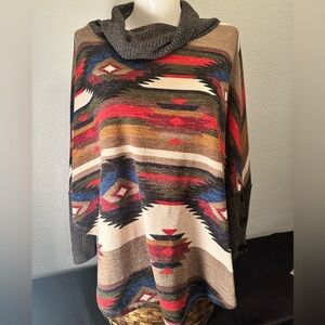 Eclipse Women’s Batwing Aztec Western Tunic size small